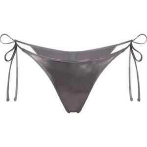 SKIMS Metallic Swim The Bikini Bottom in Carbon Size 4X Cheeky Thong Strappy
